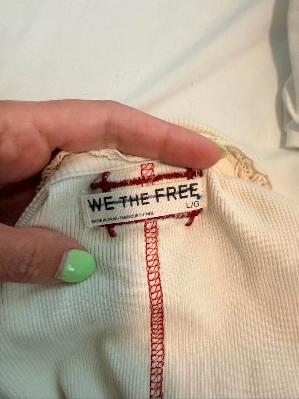 We The Free Cream Ribbed Lace-Trim Tank Top - Picture 7 of 8